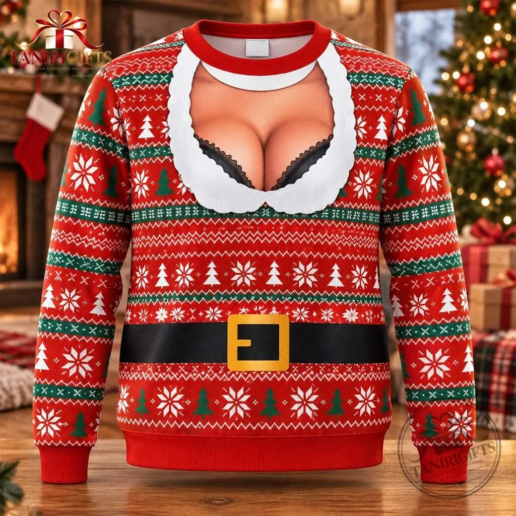 Funny Santa Chest Ugly Christmas Sweatshirt 2026