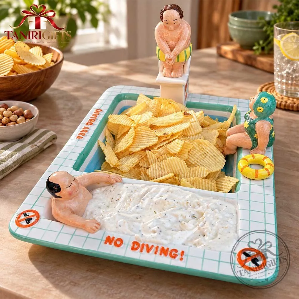 Ceramic Swimming Pool Chip and Dip Bowl Set