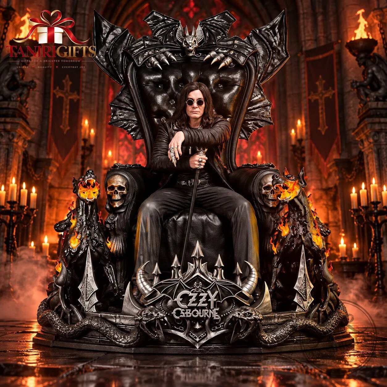 Ozzy Osbourne Heavy Metal Throne Statue Prince of Darkness Figure