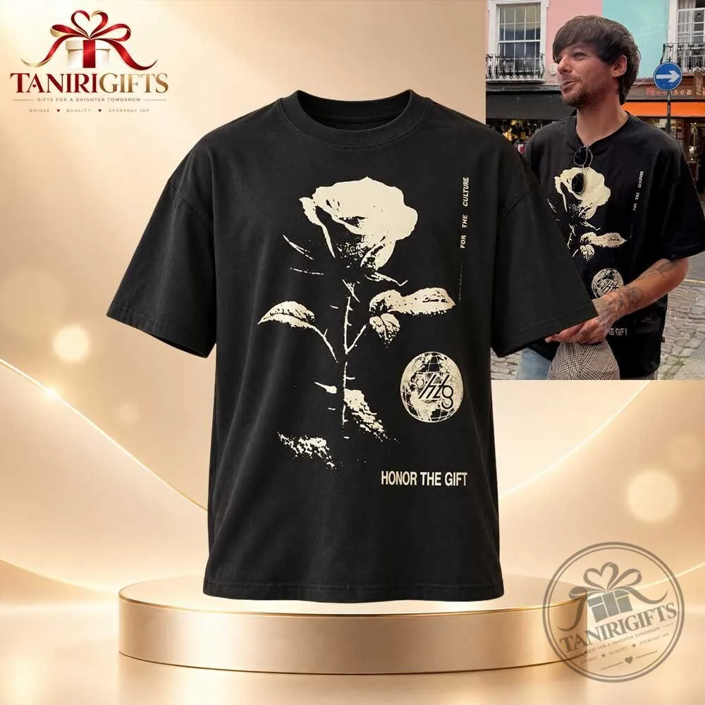 Louis Tomlinson in London Honor the Gift Rose From Concrete Shirt