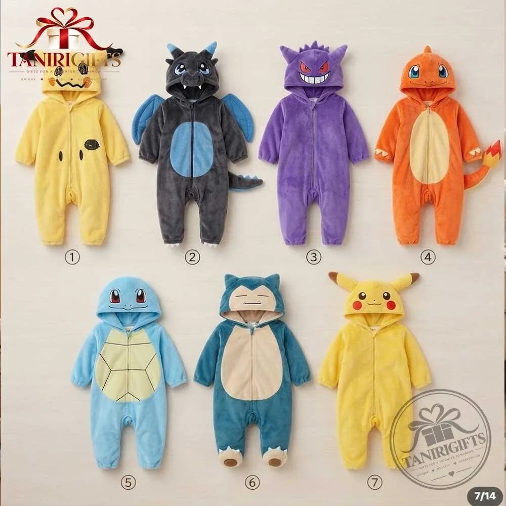 Baby Pokemon Onesie Plush Romper - Cute Character Sleepwear 4 Baby Pokemon Onesie Plush Romper - Cute Character Sleepwear