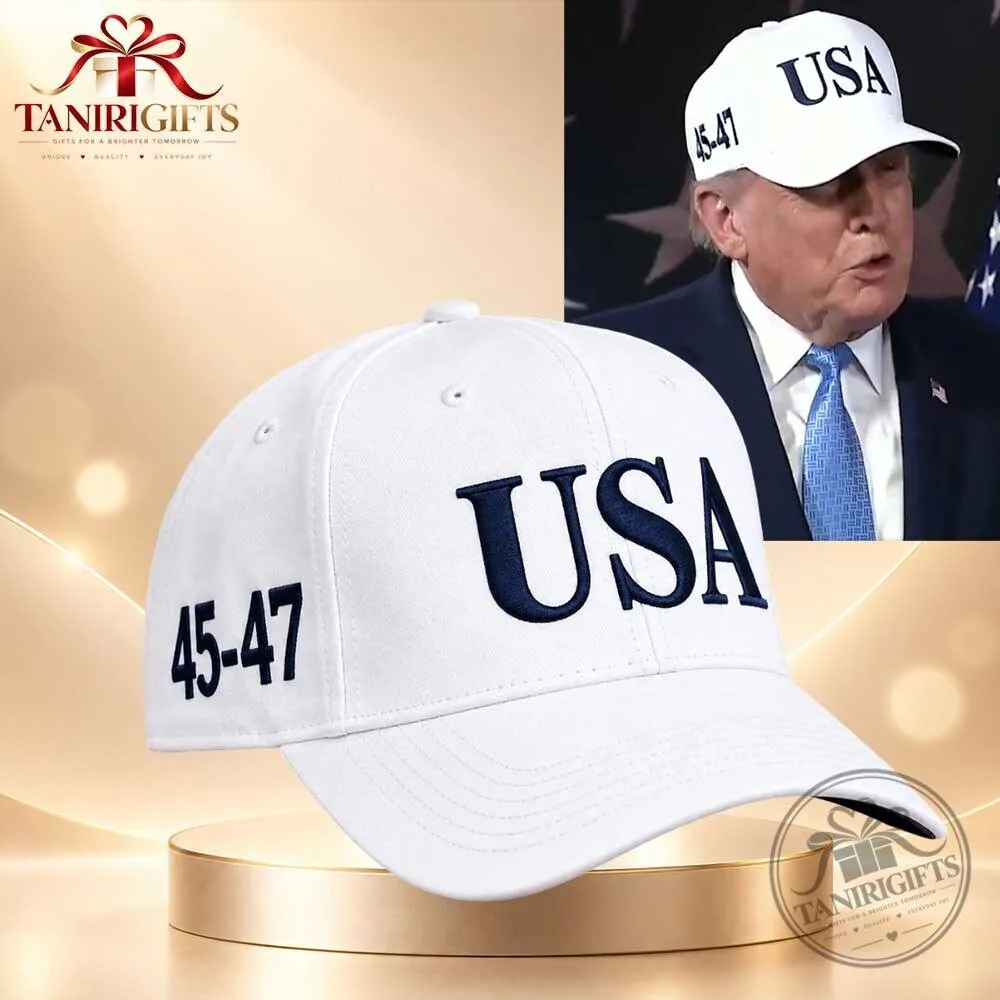 Donald Trump At Presidents Cup 45-47 USA White Baseball Cap