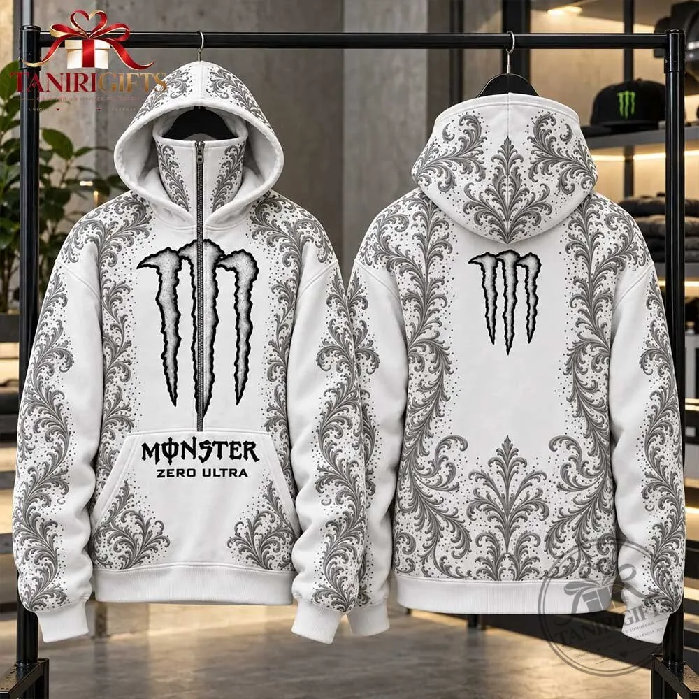 Monster Energy Zero Ultra Hoodie – White Paisley Full Zip Masked Hoodie Monster Energy Zero Ultra Hoodie – White Paisley Full Zip Masked Hoodie