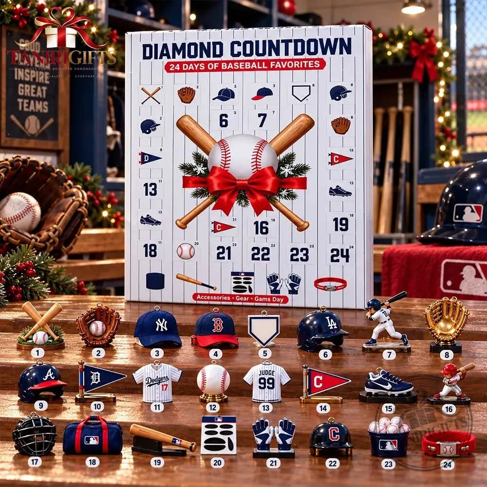 Diamond Countdown 2026 Advent Calendar – 24 Days MLB Baseball Ornaments Box