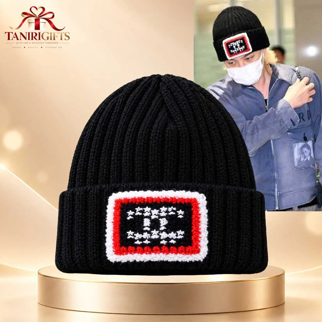 G-Dragon Chanel Chanel CC Box Logo Cashmere Beanie Hat