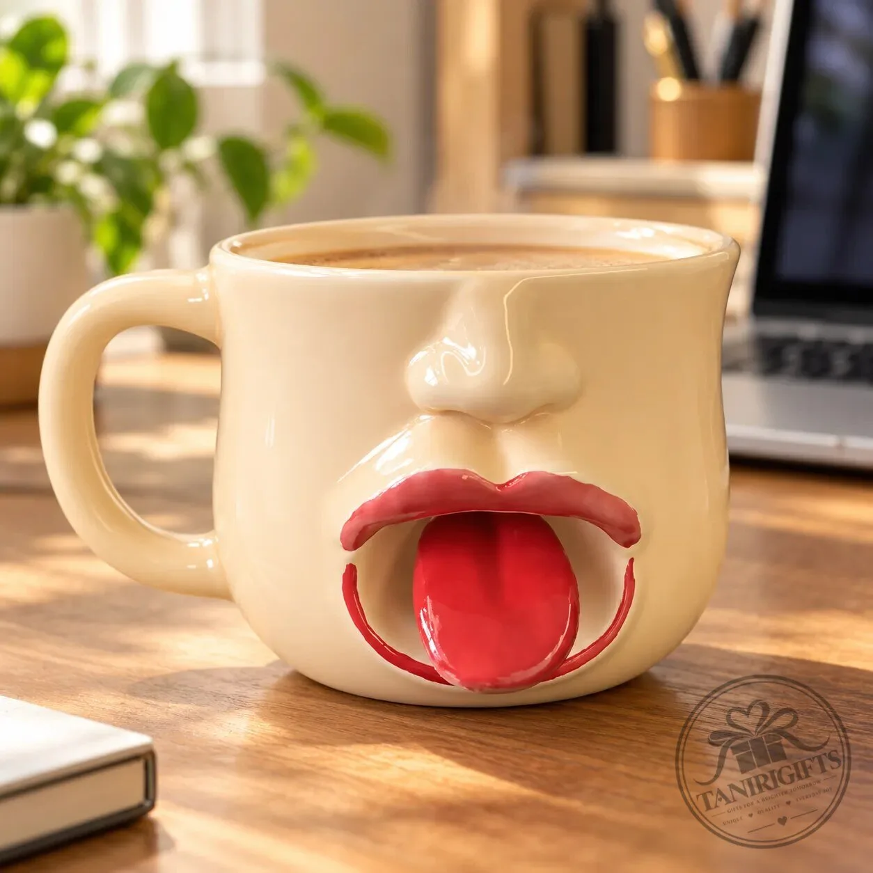 Funny Lip Tongue Ceramic Mug - Novelty Coffee Cup
