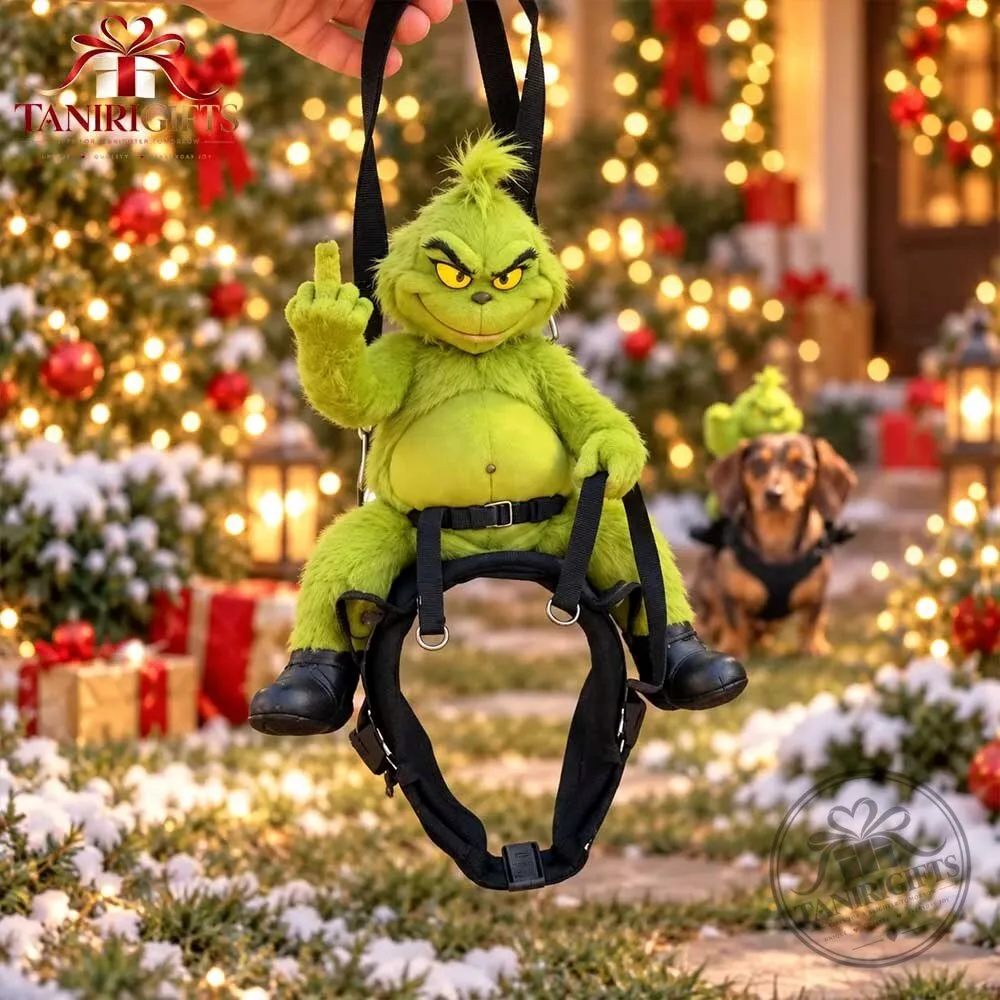 Grumpy Rider Grinch Dog Harness With Middle Finger