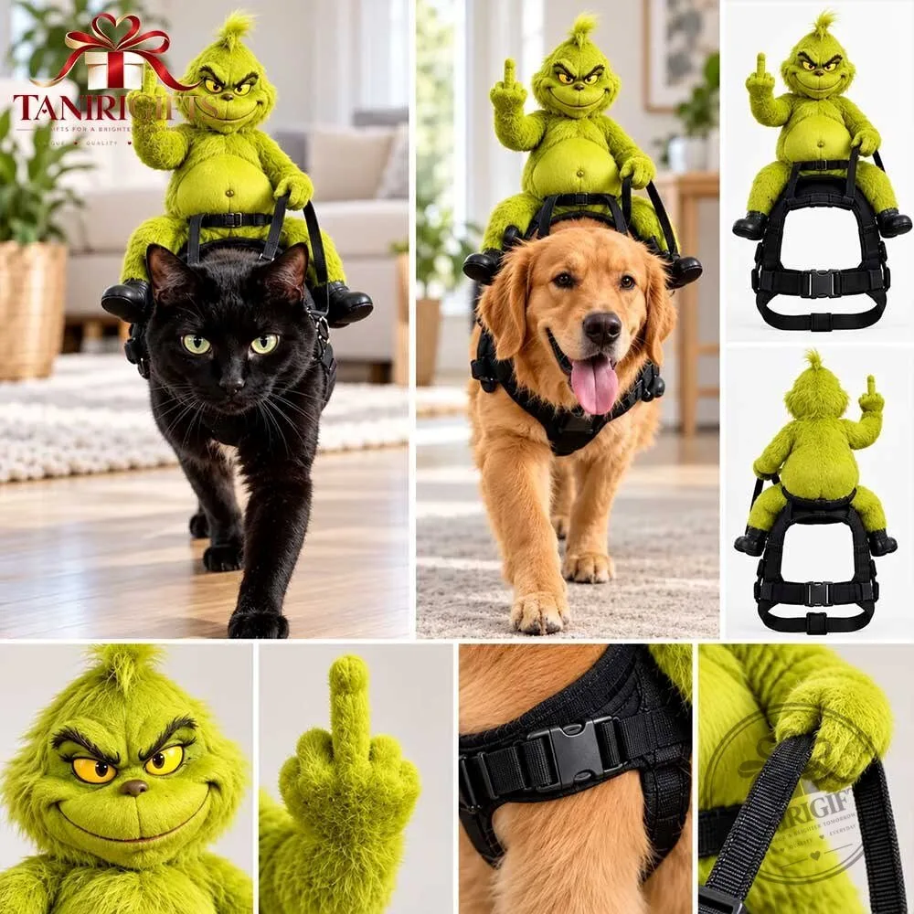 Grumpy Rider Grinch Dog Harness With Middle Finger 10 Grumpy Rider Grinch Dog Harness With Middle Finger detailed product view