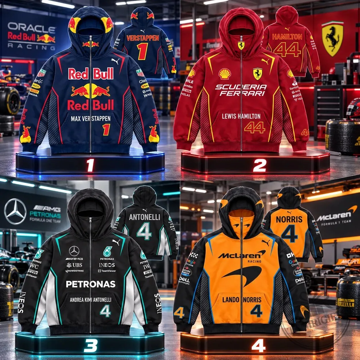 Lewis Hamilton Ferrari F1 Racing Zip Hoodie Shirt