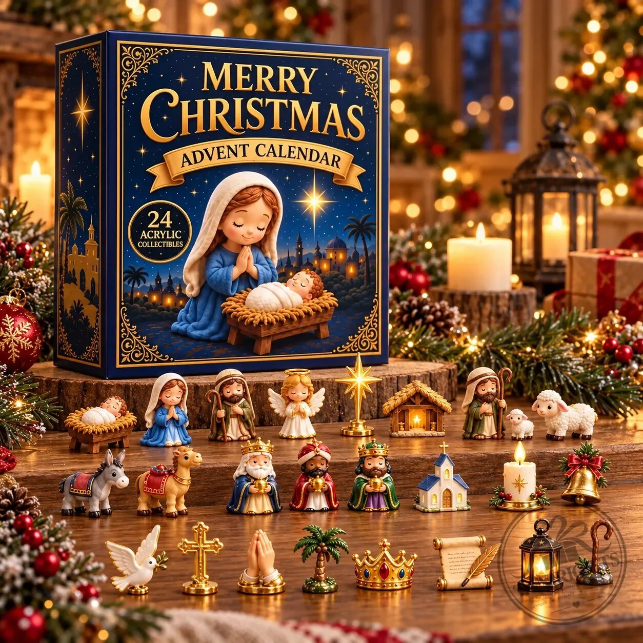 Merry Christmas Nativity Scene Advent Calendar Box