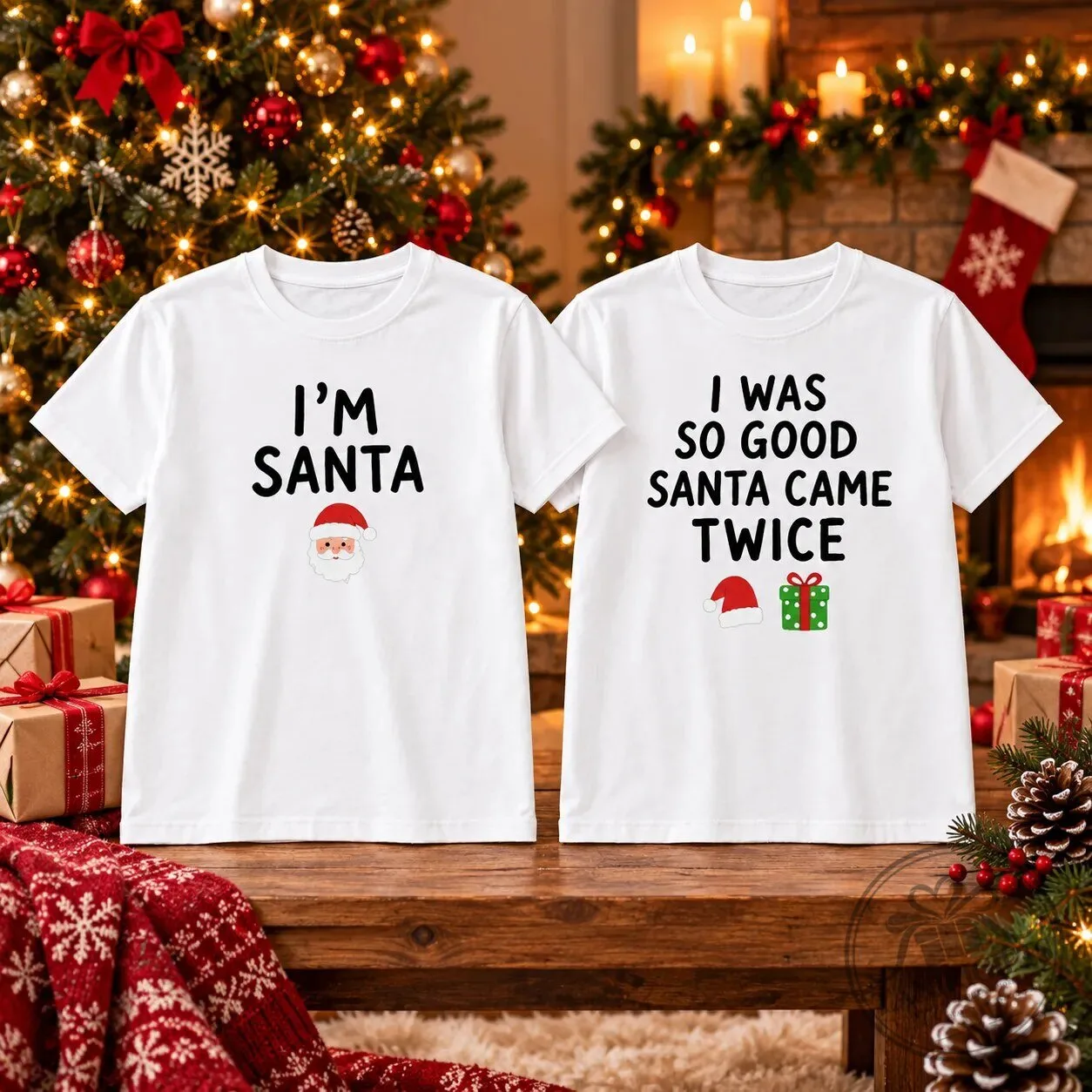 I'm Santa & Santa Came Twice Matching Christmas Shirts – Funny Couple Tees