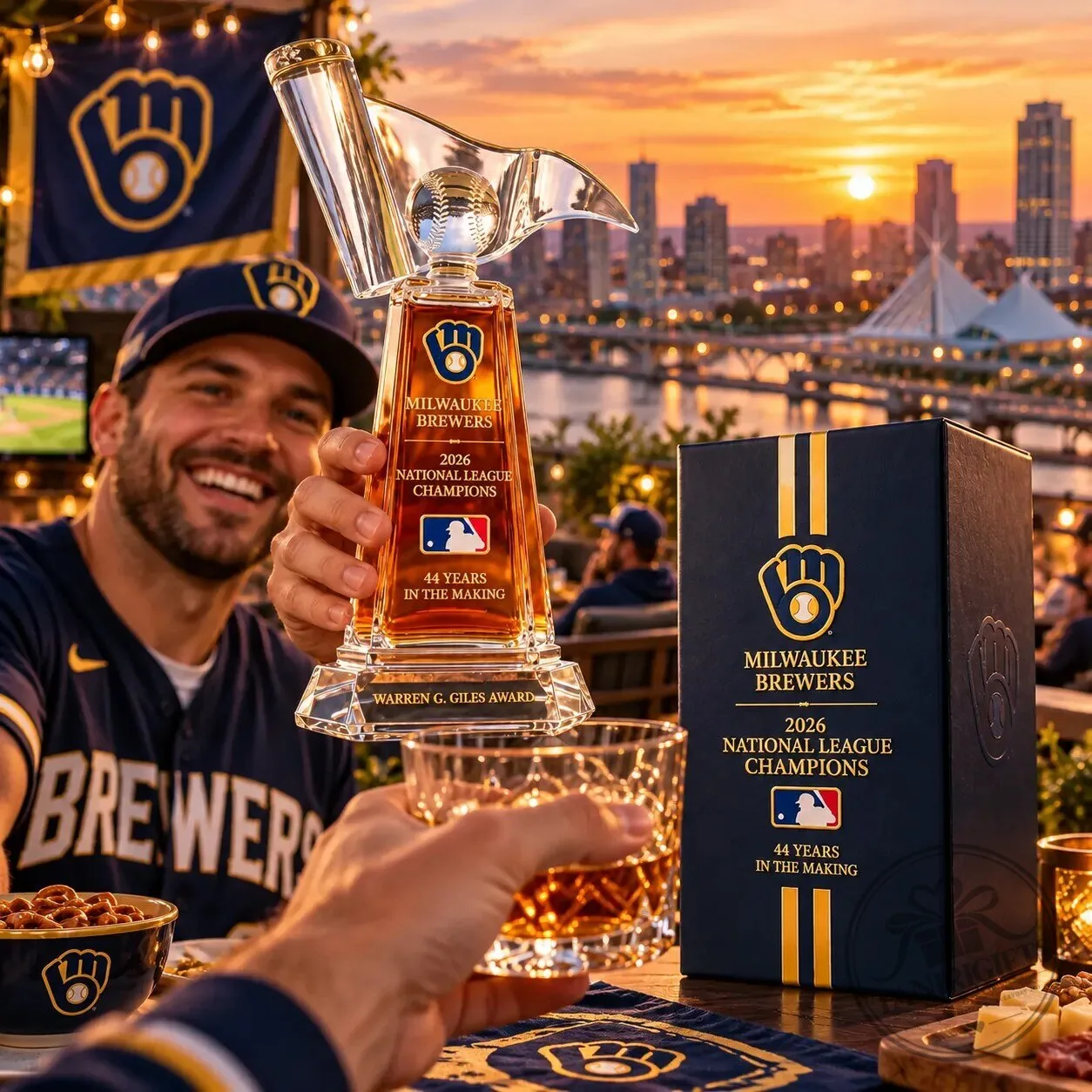 Milwaukee Brewers 2026 National League Champions Trophy Whiskey Bottle Decanter 8 Milwaukee Brewers 2026 National League Champions Trophy Whiskey Bottle Decanter detailed product view