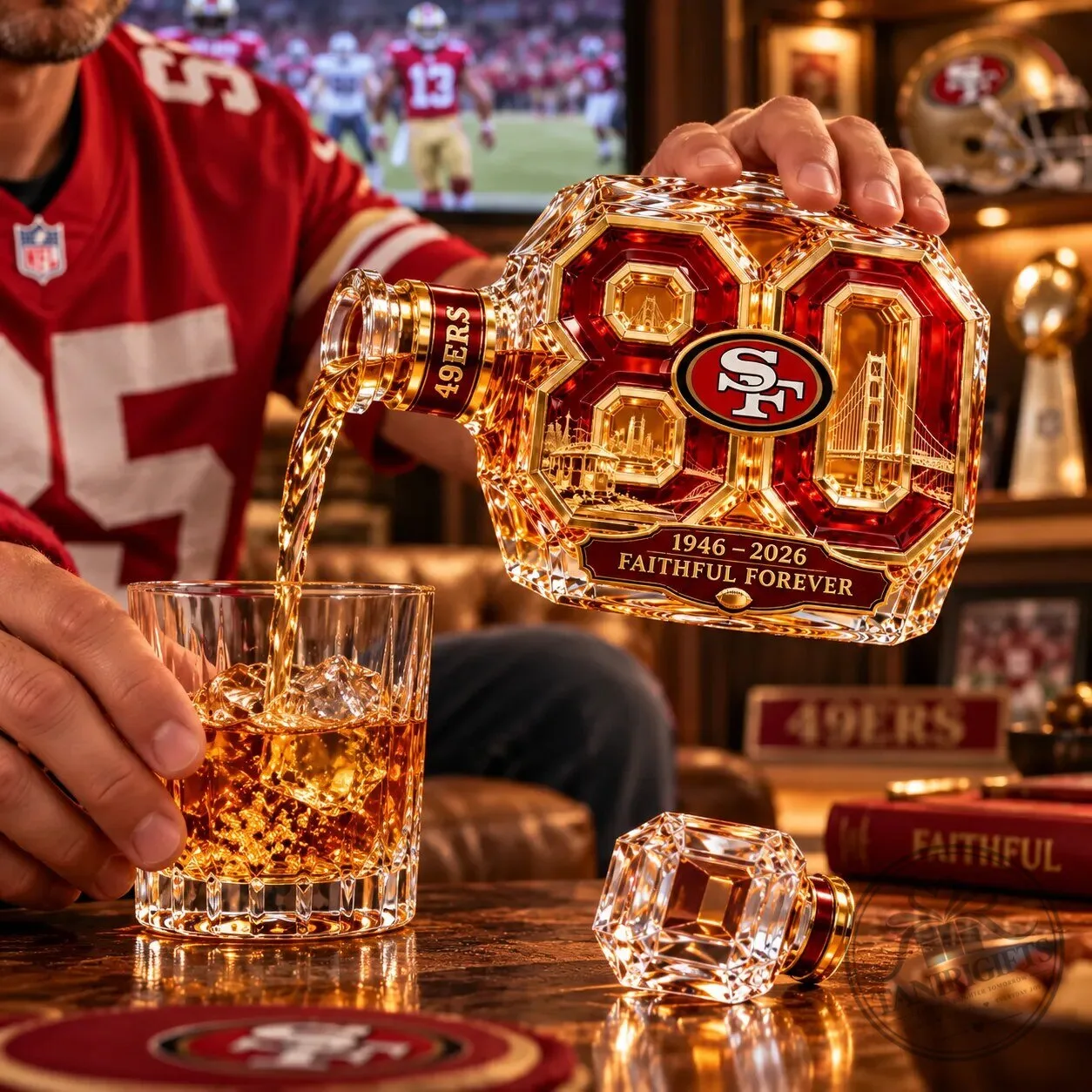 San Francisco 49ers 80th Anniversary Whiskey Bottle Decanter 2026 11 San Francisco 49ers 80th Anniversary Whiskey Bottle Decanter 2026 detailed product view