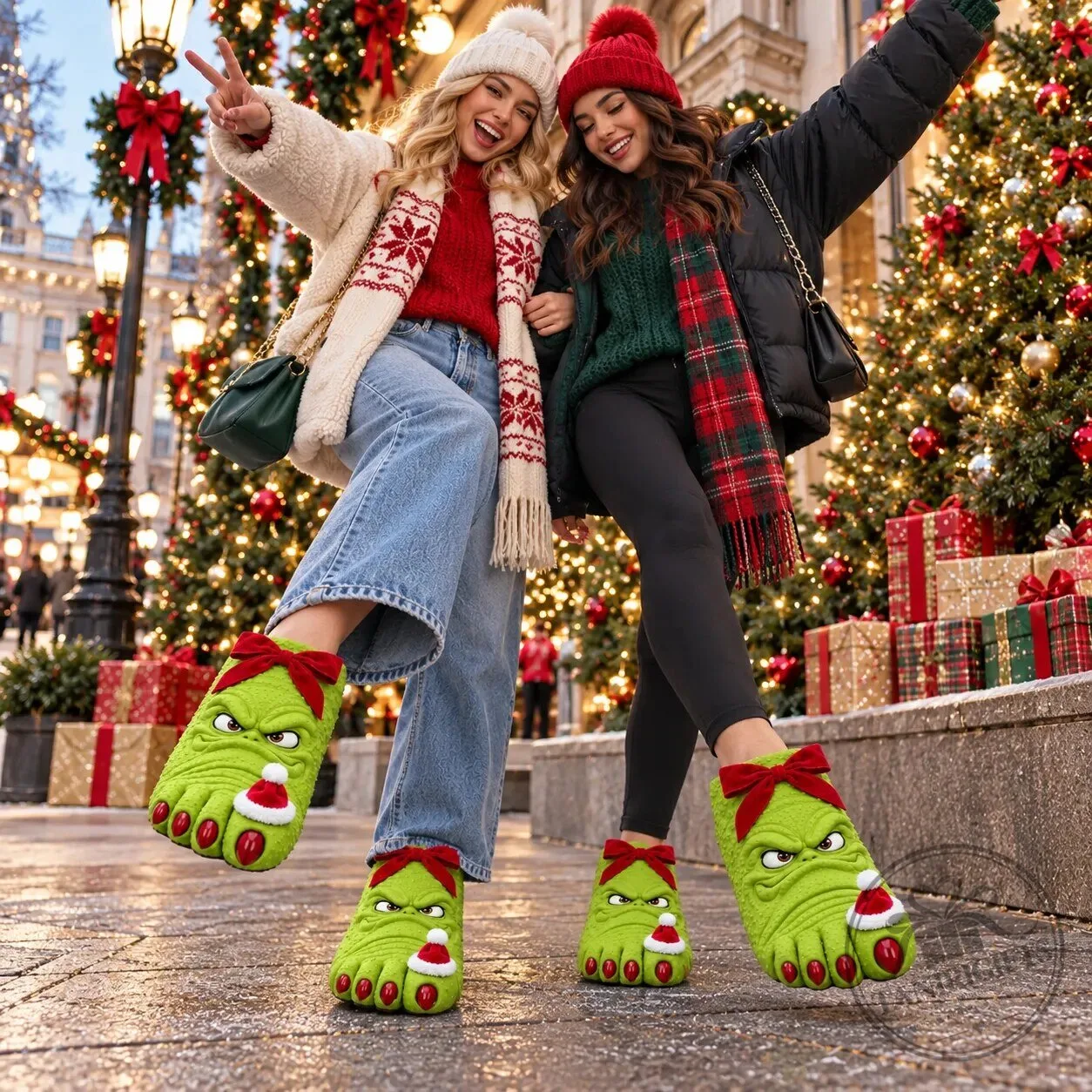 Grinch Toes Slippers – Funny Green Christmas Monster Feet Plush Slippers 8 Grinch Toes Slippers – Funny Green Christmas Monster Feet Plush Slippers detailed product view